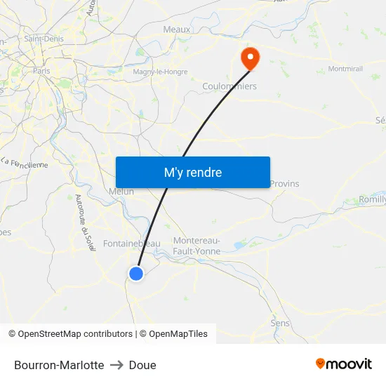 Bourron-Marlotte to Doue map