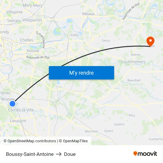 Boussy-Saint-Antoine to Doue map