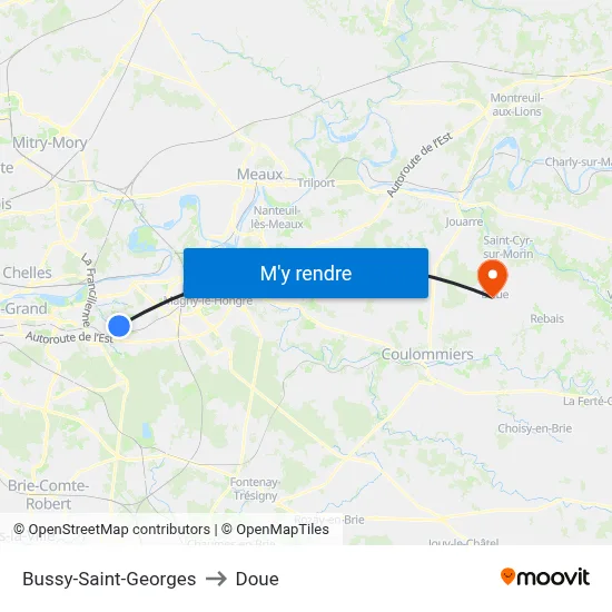 Bussy-Saint-Georges to Doue map