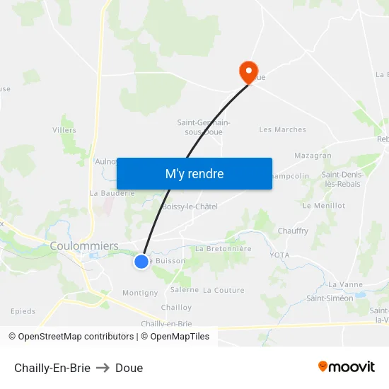 Chailly-En-Brie to Doue map