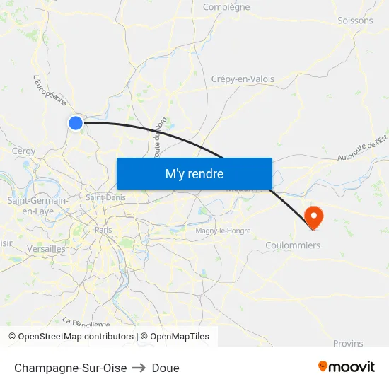 Champagne-Sur-Oise to Doue map