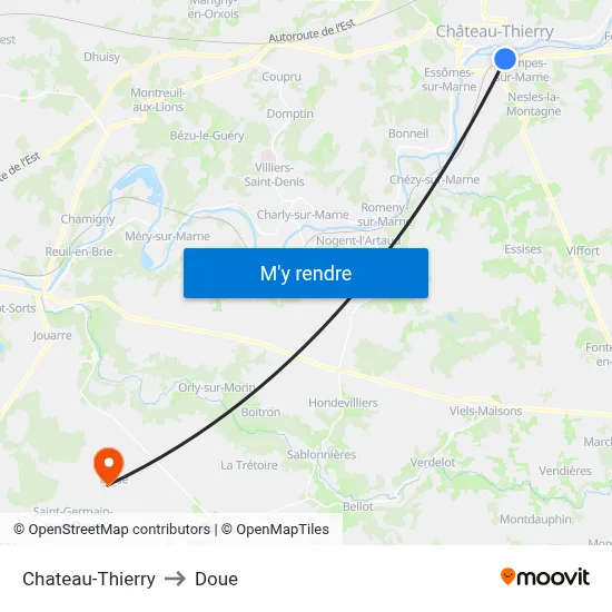 Chateau-Thierry to Doue map