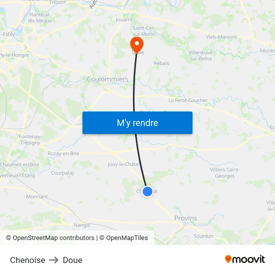 Chenoise to Doue map