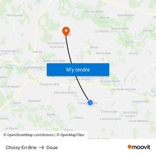 Choisy-En-Brie to Doue map