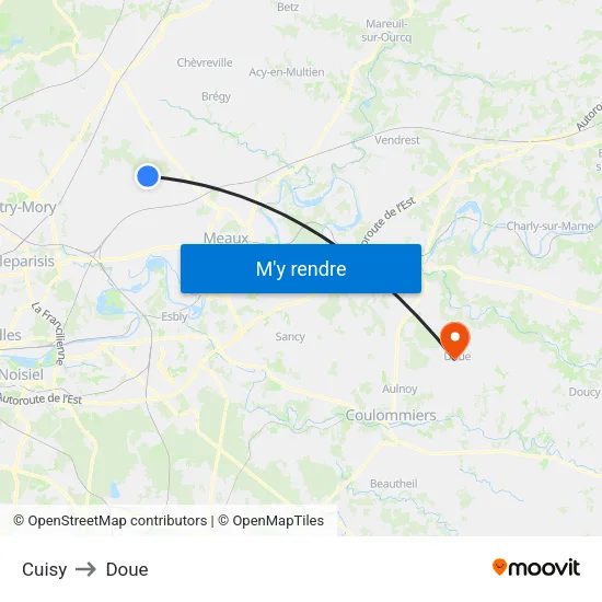 Cuisy to Doue map
