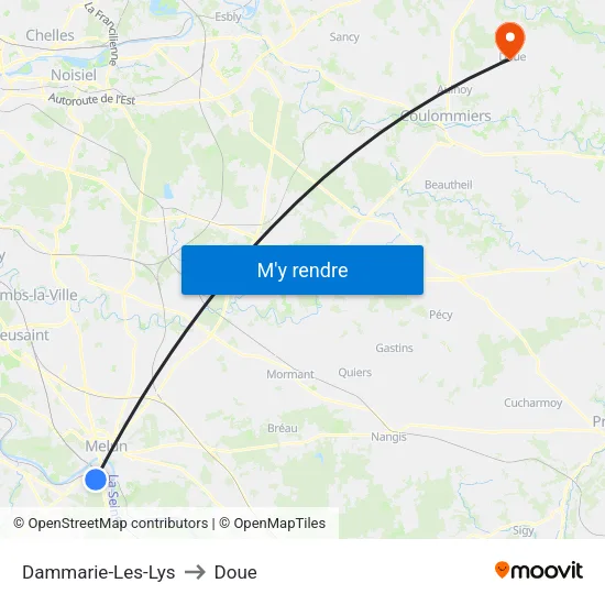 Dammarie-Les-Lys to Doue map