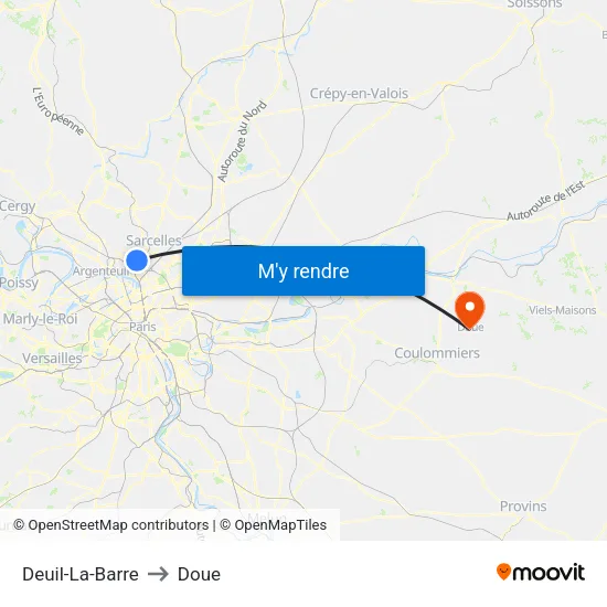 Deuil-La-Barre to Doue map