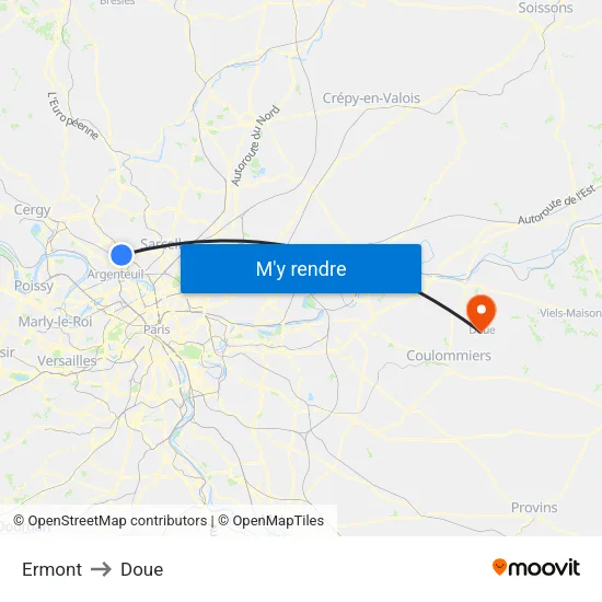 Ermont to Doue map