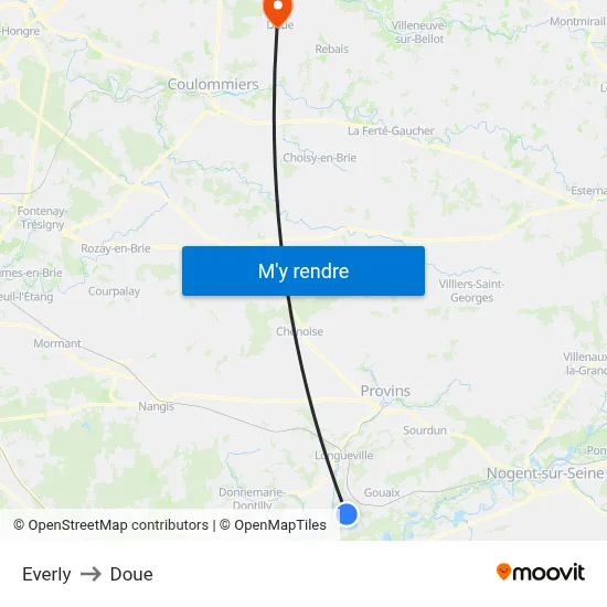 Everly to Doue map