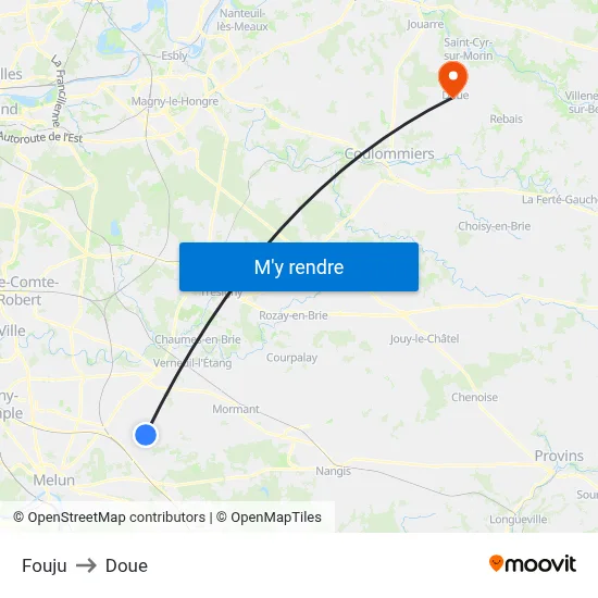 Fouju to Doue map