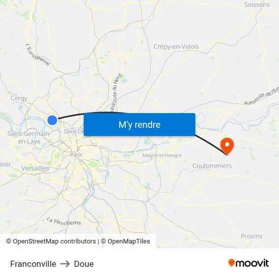 Franconville to Doue map