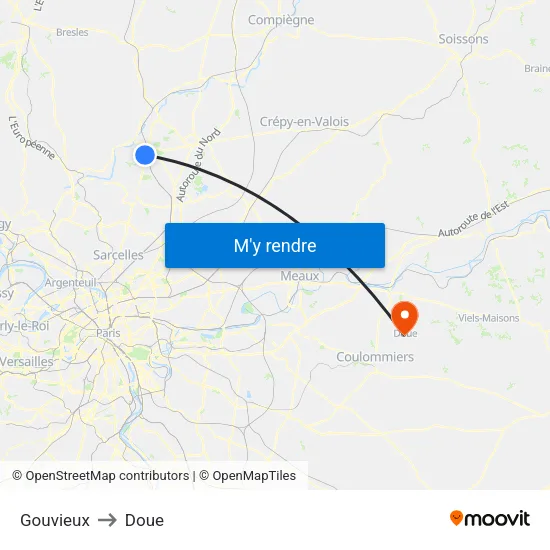 Gouvieux to Doue map