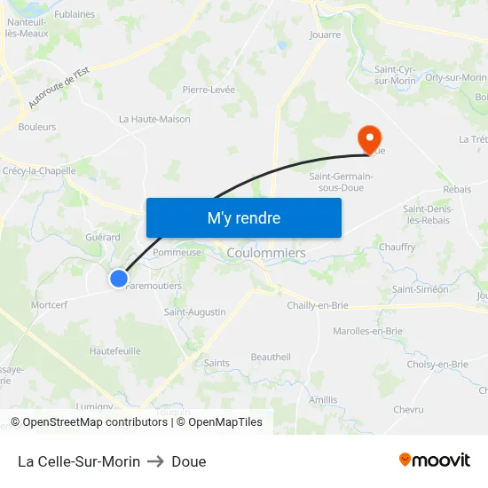 La Celle-Sur-Morin to Doue map