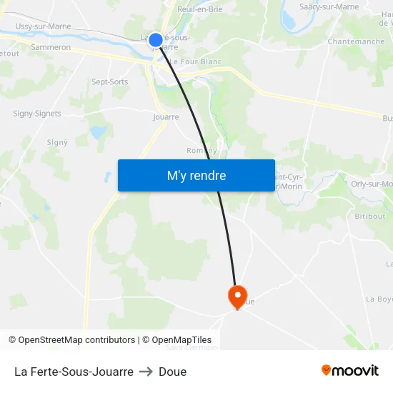 La Ferte-Sous-Jouarre to Doue map