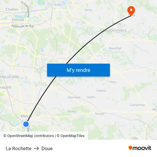 La Rochette to Doue map
