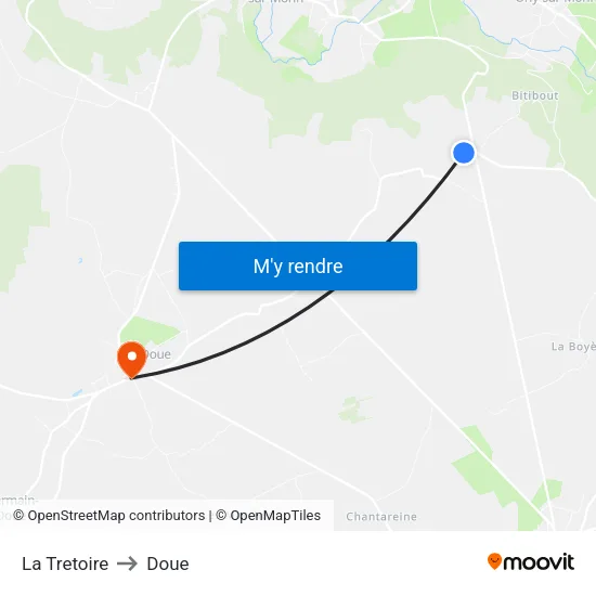 La Tretoire to Doue map