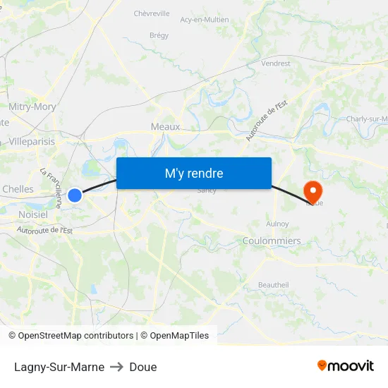 Lagny-Sur-Marne to Doue map