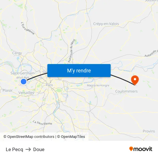 Le Pecq to Doue map