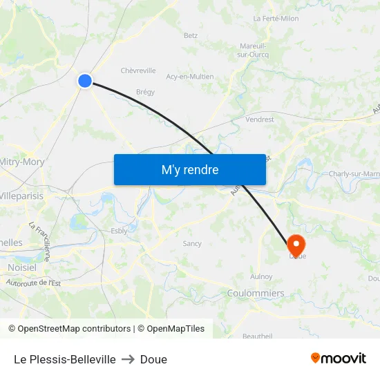 Le Plessis-Belleville to Doue map