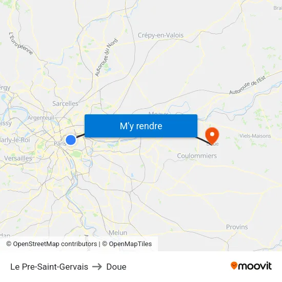 Le Pre-Saint-Gervais to Doue map