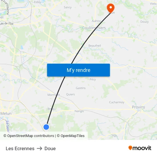 Les Ecrennes to Doue map
