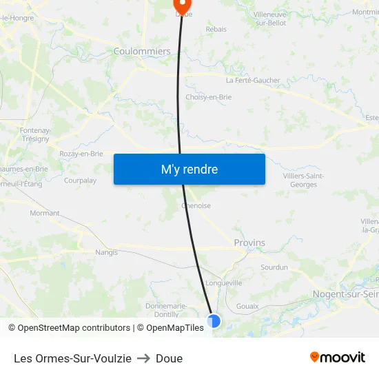 Les Ormes-Sur-Voulzie to Doue map