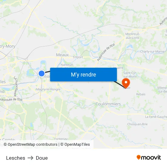 Lesches to Doue map