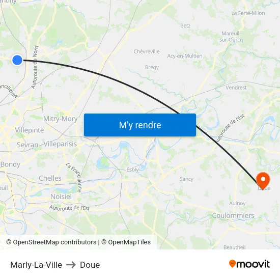 Marly-La-Ville to Doue map