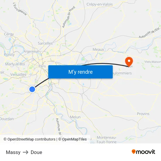 Massy to Doue map