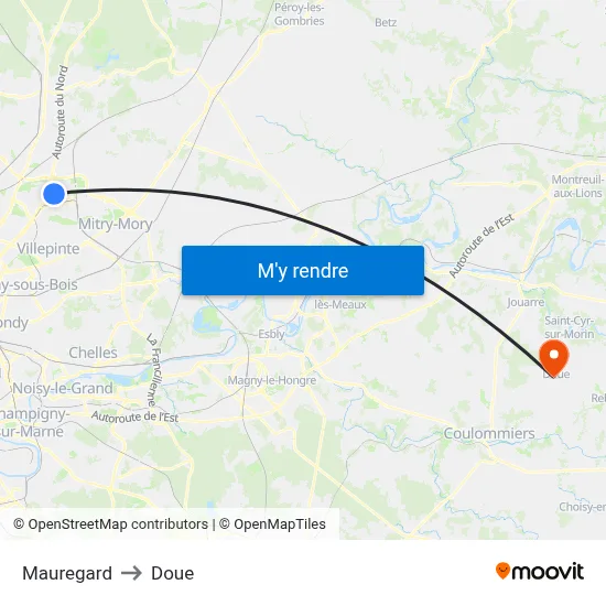 Mauregard to Doue map