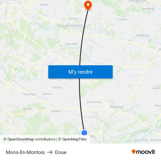 Mons-En-Montois to Doue map