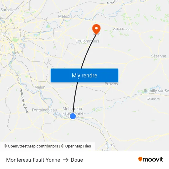 Montereau-Fault-Yonne to Doue map