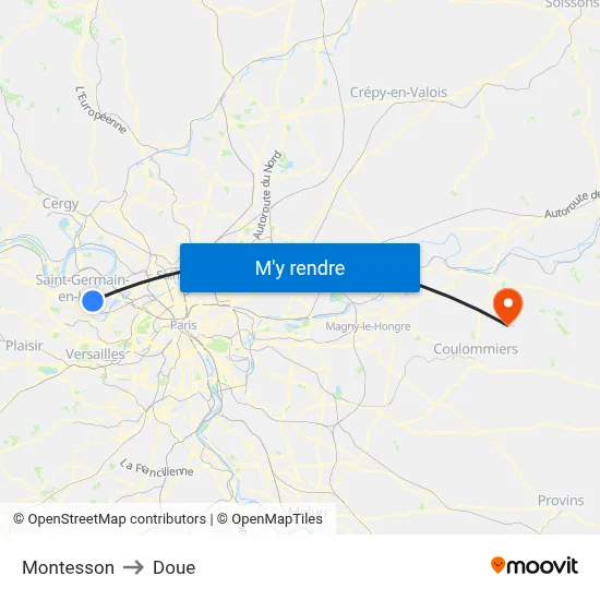 Montesson to Doue map