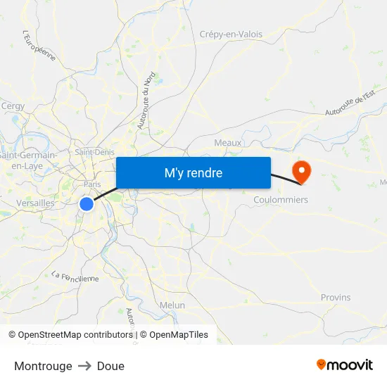 Montrouge to Doue map