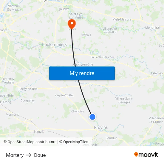 Mortery to Doue map