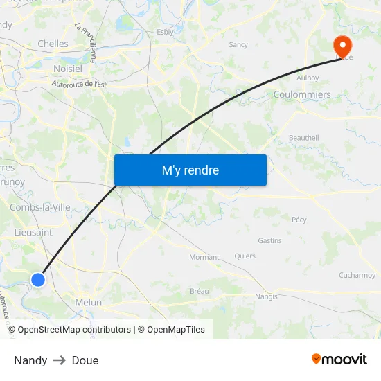 Nandy to Doue map