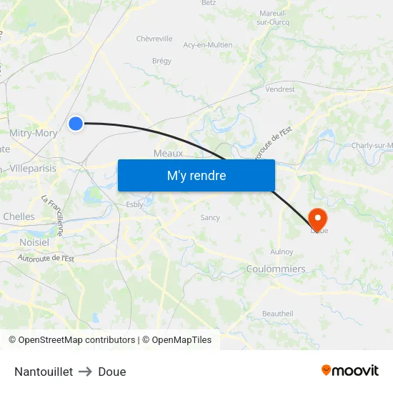 Nantouillet to Doue map