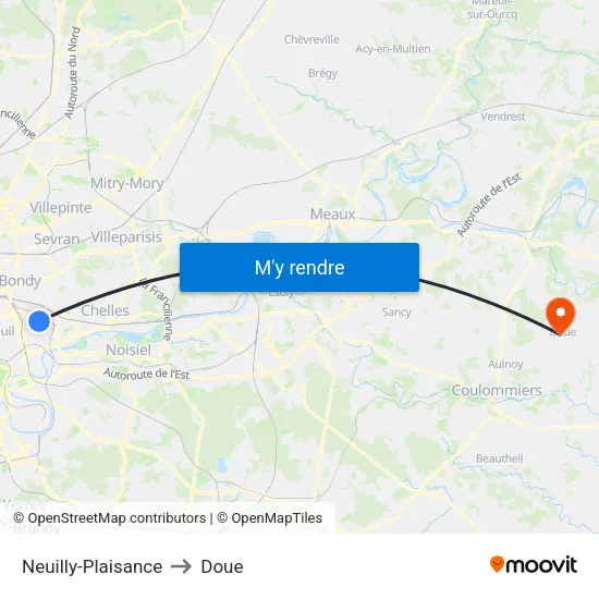 Neuilly-Plaisance to Doue map