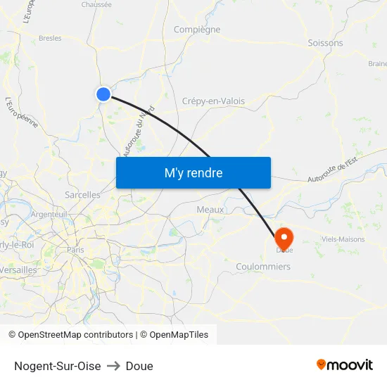 Nogent-Sur-Oise to Doue map