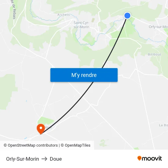 Orly-Sur-Morin to Doue map