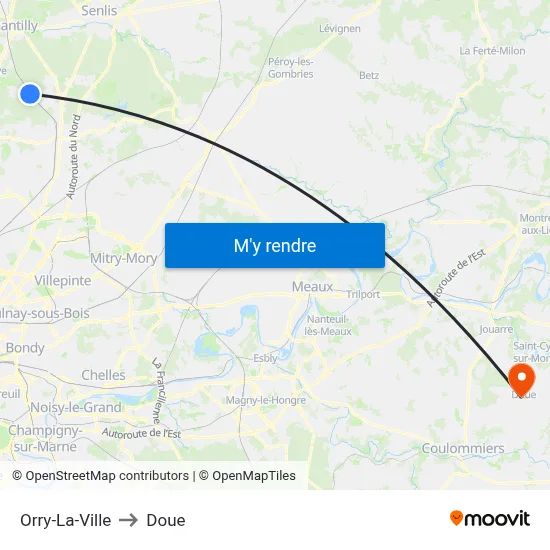 Orry-La-Ville to Doue map