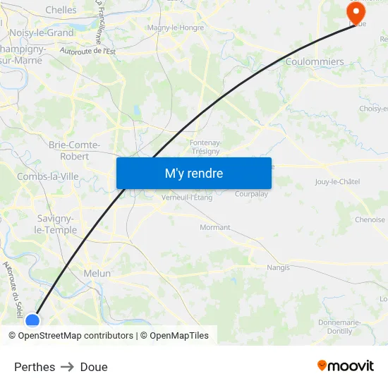 Perthes to Doue map