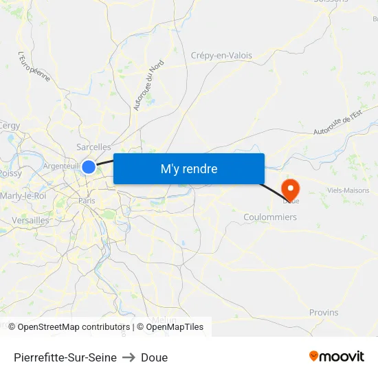 Pierrefitte-Sur-Seine to Doue map