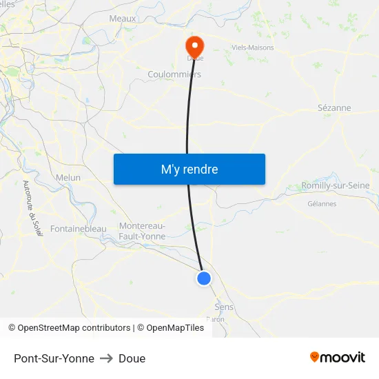 Pont-Sur-Yonne to Doue map