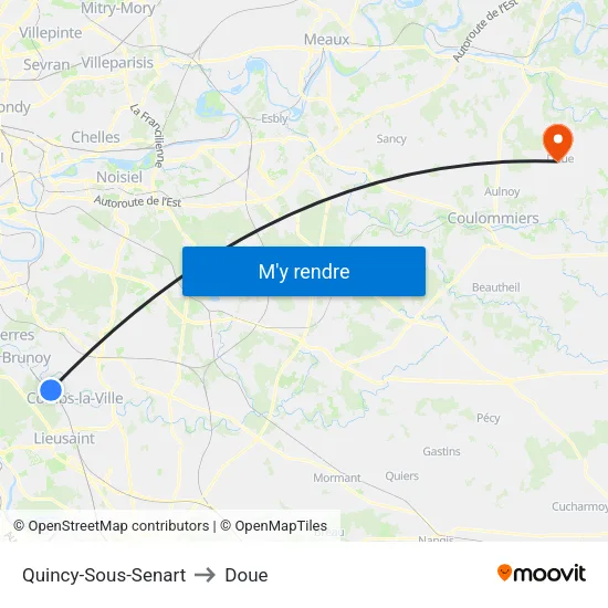 Quincy-Sous-Senart to Doue map