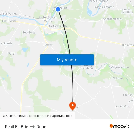 Reuil-En-Brie to Doue map