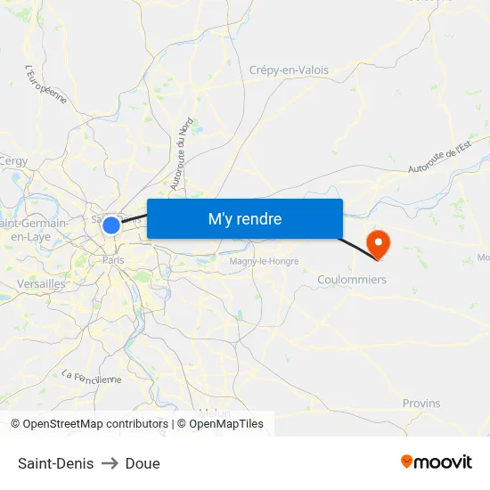 Saint-Denis to Doue map