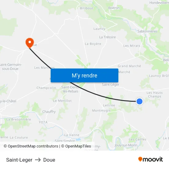 Saint-Leger to Doue map