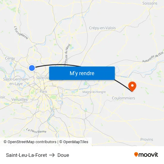 Saint-Leu-La-Foret to Doue map