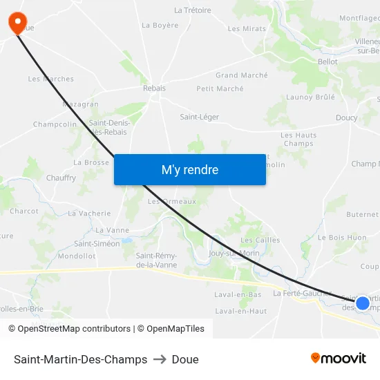 Saint-Martin-Des-Champs to Doue map